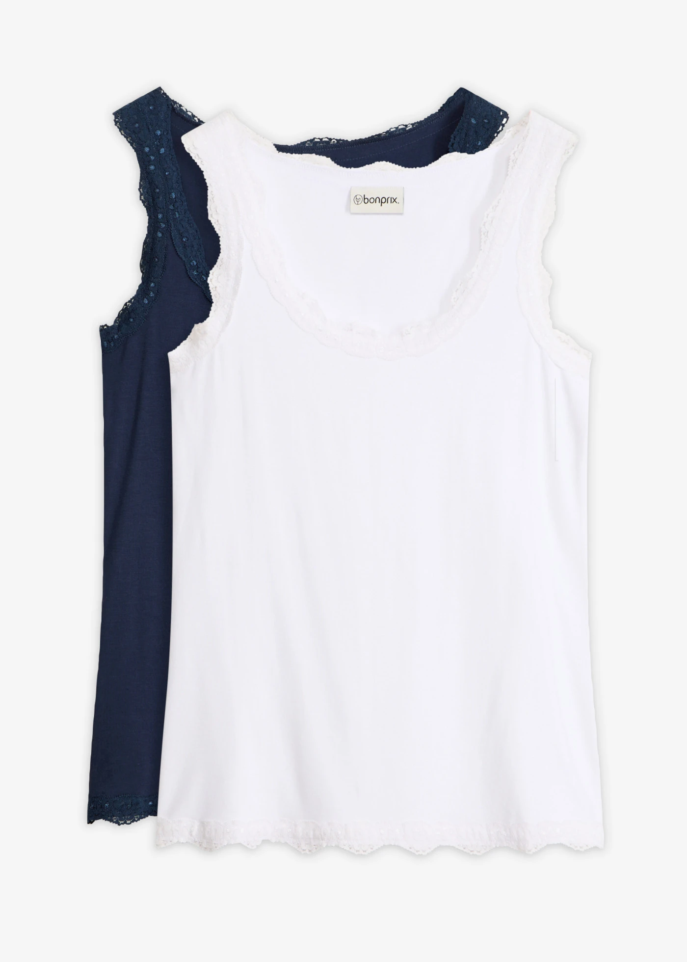 Maiou din amestec moale cu viscoză (set/2 buc.) • bleumarin/alb • magazin bonprix