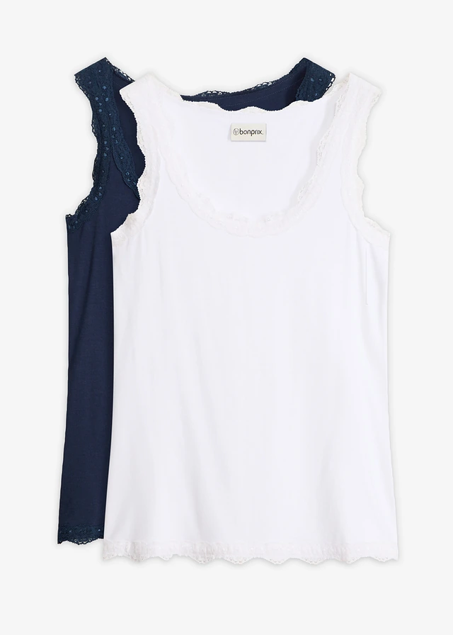 Maiou din amestec moale cu viscoză (set/2 buc.) • bleumarin/alb • magazin bonprix