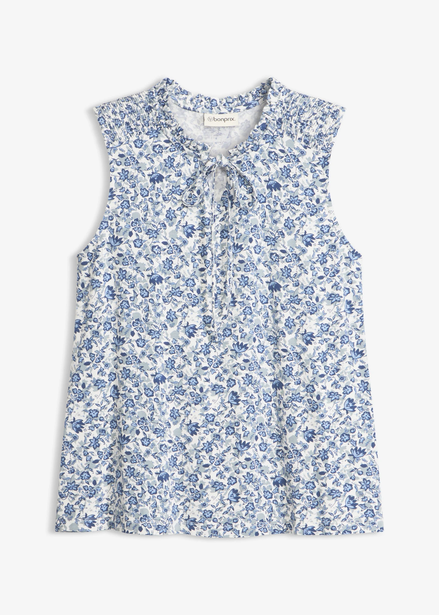 Jersey top in een viscosemix • blauw gebloemd • bonprix online shop