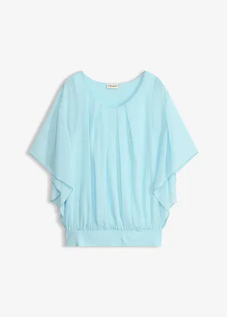 Chiffon blouse met ondershirt, Kleur: aquablauw