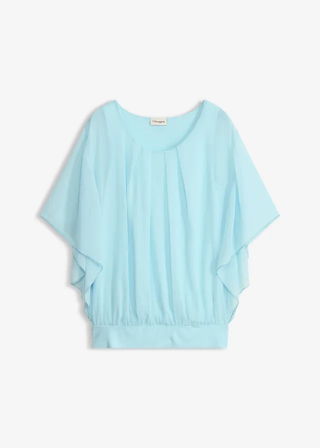 Chiffon blouse met ondershirt • aquablauw • bonprix online shop