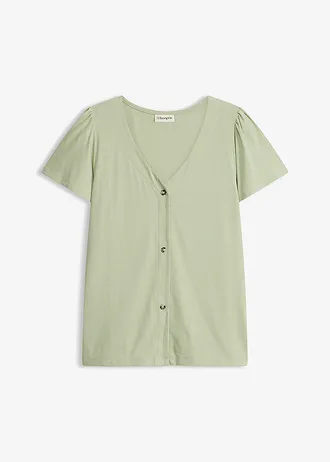 T-shirt boutonné, Couleur: vert pâle