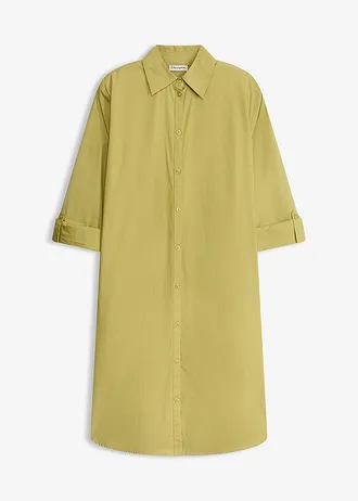Robe-chemise en popeline de coton • vert cactus • Boutique bonprix