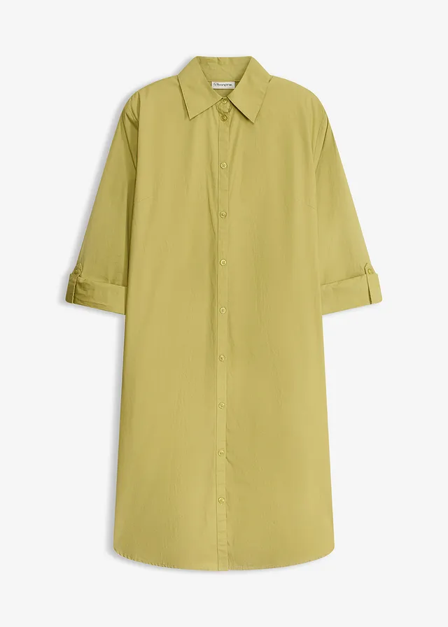 Robe-chemise en popeline de coton • vert cactus • Boutique bonprix