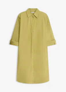 Rochie-cămașă din poplin de bumbac • verde cactus • magazin bonprix