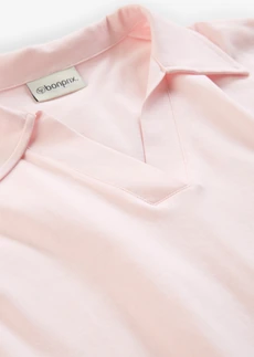 Koszulka polo z domieszką jedwabiu, szeroki krój • pastelowy róż • sklep bonprix