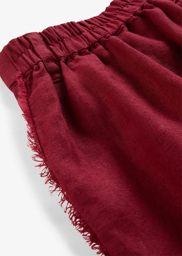Linnen broek met wijde pijpen • robijnrood • product-page.page-title-suffix