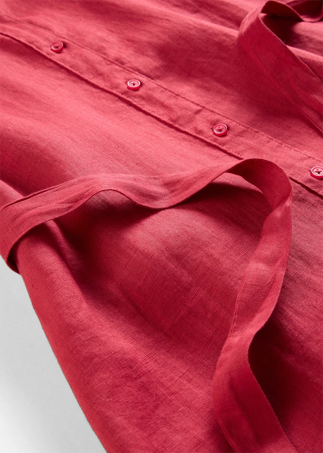 Robe-chemise 100% lin • rouge cerise • product-page.page-title-suffix