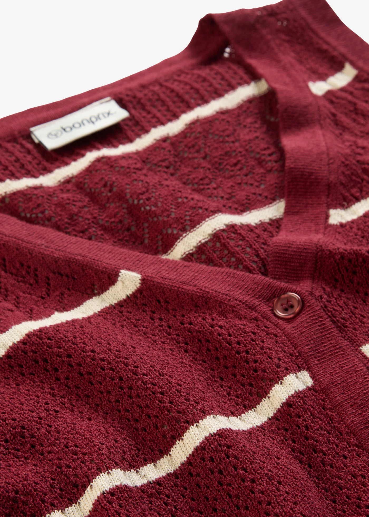 Ajour spencer met linnen • robijnrood/lichtsand • bonprix online shop