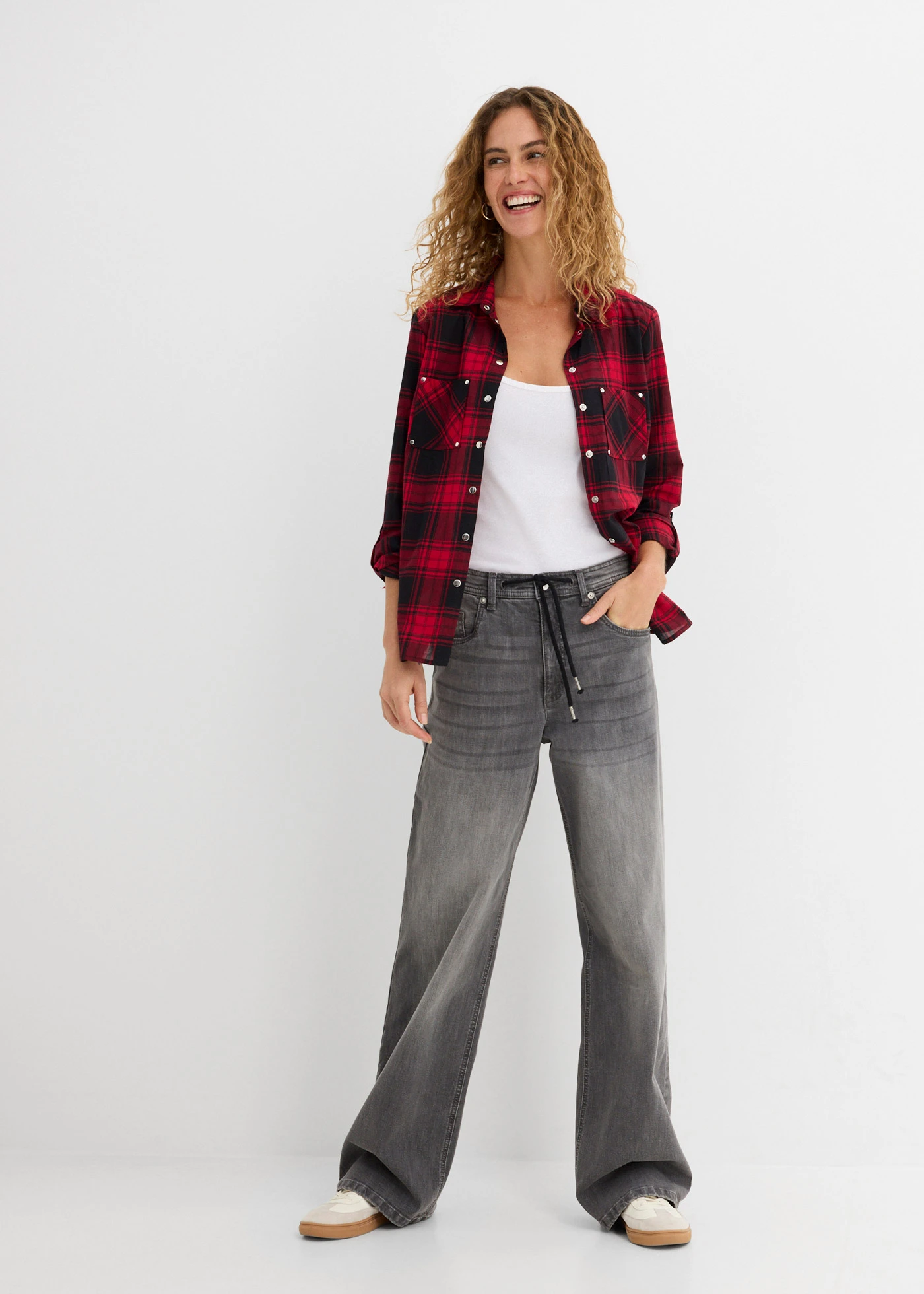 Geruite overhemdblouse van katoen • rood-zwart geruit • bonprix online shop