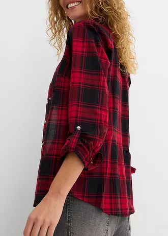 Geruite overhemdblouse van katoen • rood-zwart geruit • bonprix online shop