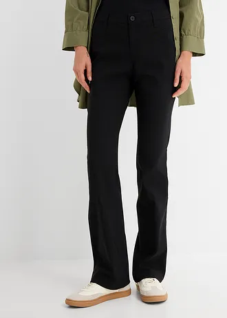 Bengaline stretch broek, bootcut, Kleur: zwart