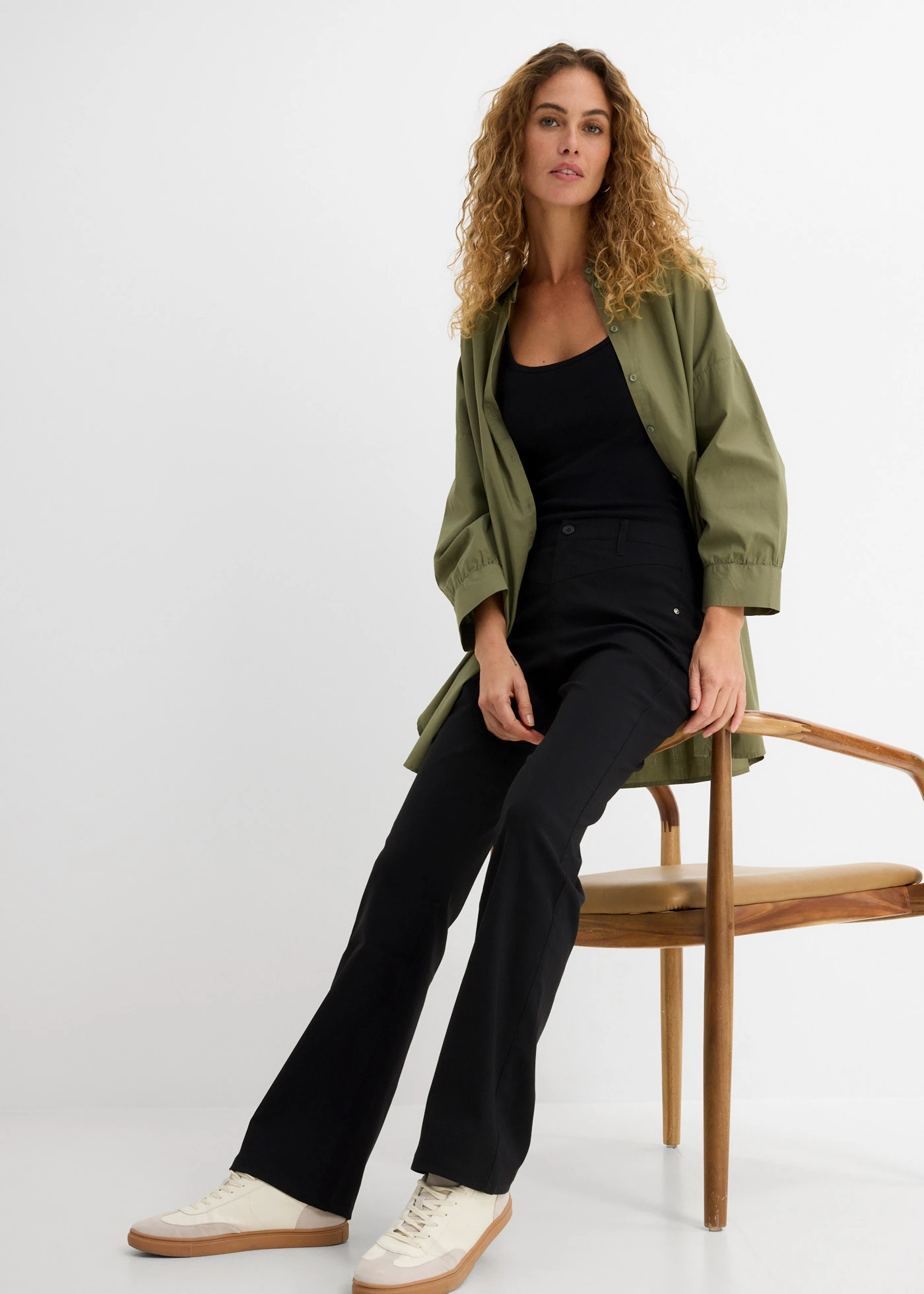 Bengaline stretch broek, bootcut • zwart • bonprix online shop