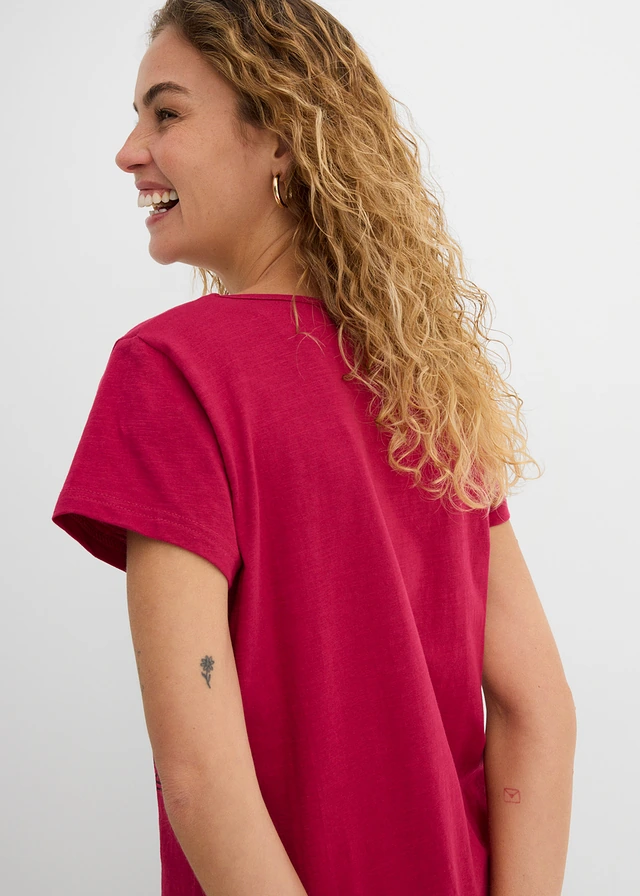 T-shirt fil flammé manches courtes • rouge baie imprimé graphique • product-page.page-title-suffix