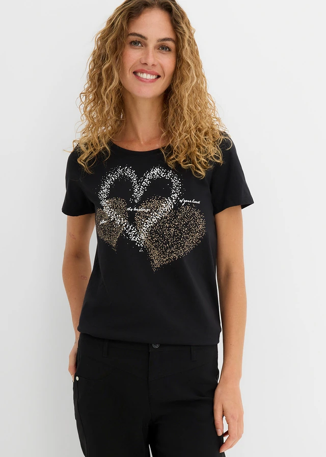T-shirt coton à imprimé cœur