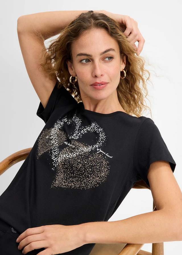 T-shirt coton à imprimé cœur • noir imprimé • product-page.page-title-suffix