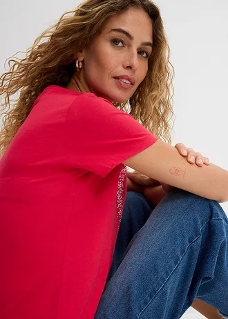 Katoenen shirt met hart van biologisch katoen • granaatrood • bonprix online shop