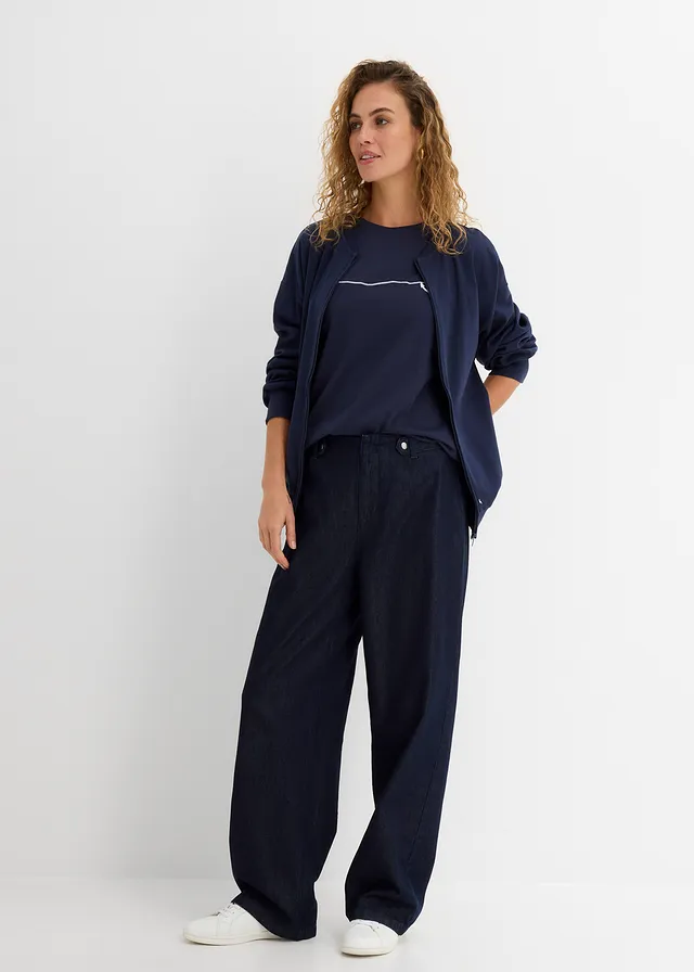 T-shirt brodé, Couleur: bleu foncé