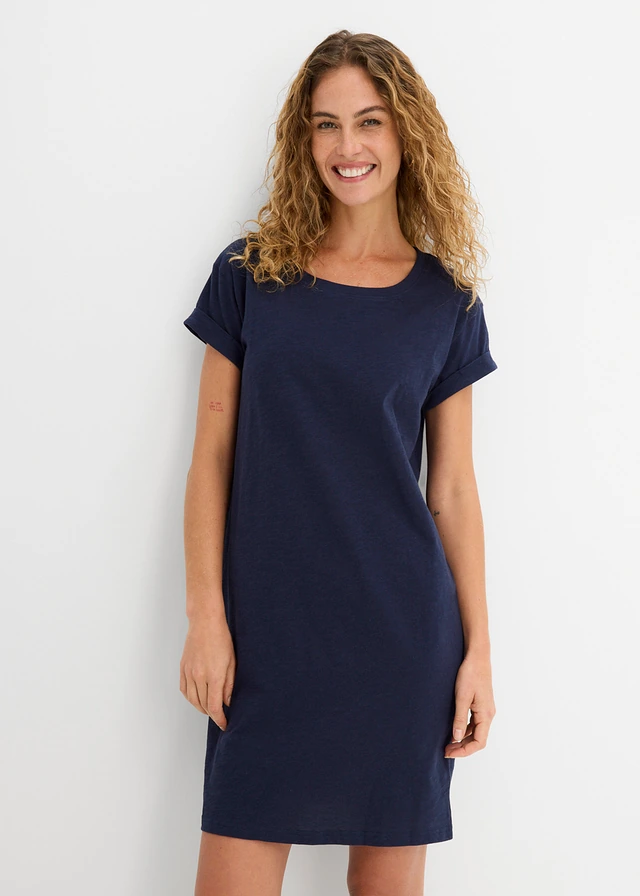 Robe en jersey 100% coton, Couleur: bleu foncé