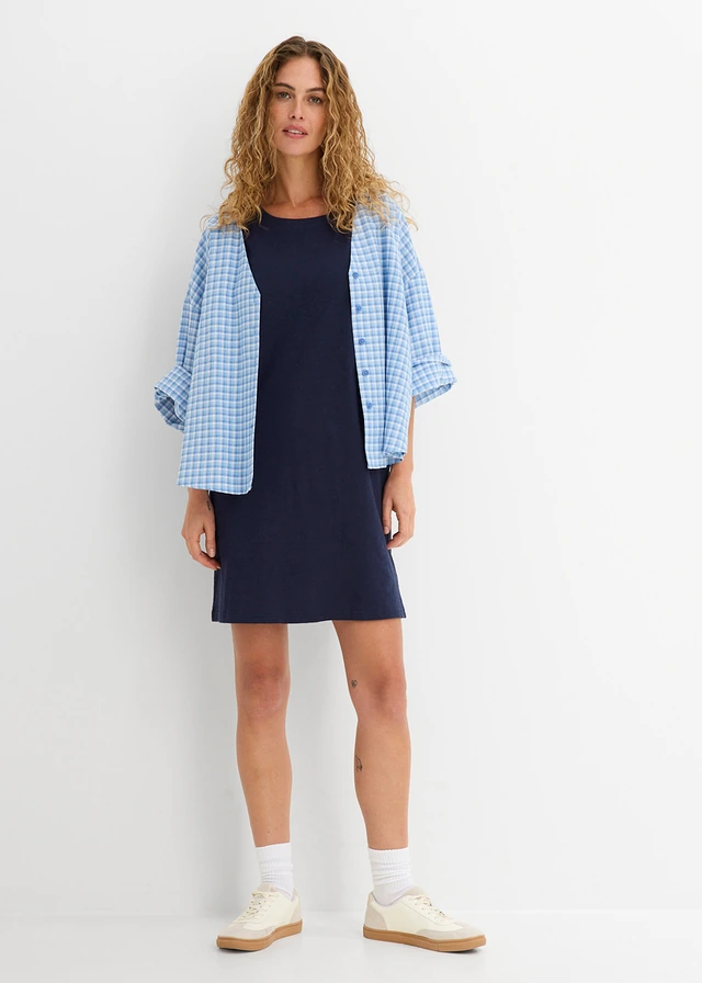 Jersey jurk met biologisch katoen, Kleur: donkerblauw