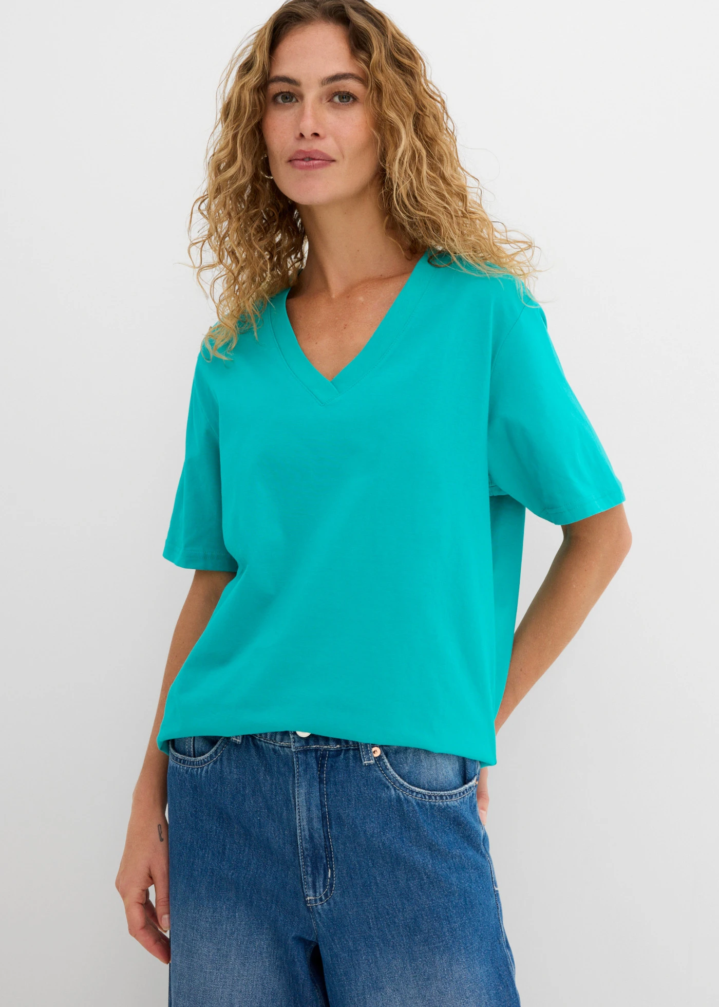 Longshirt (set van 5) • smaragd + wijnbes + medium fuchsia + wit + zwart • bonprix online shop