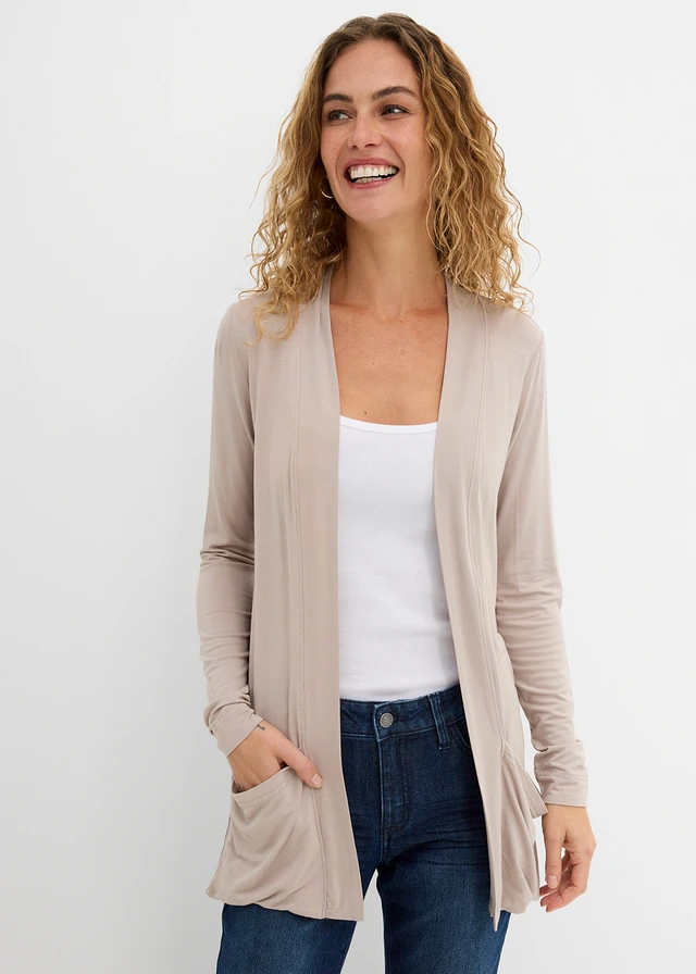 Gilet en jersey doux, Couleur: grès