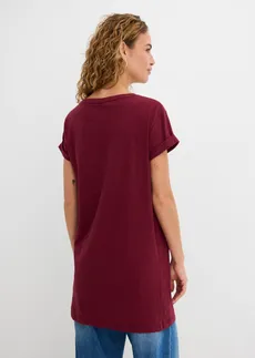 Longshirt van katoen, Kleur: esdoornrood