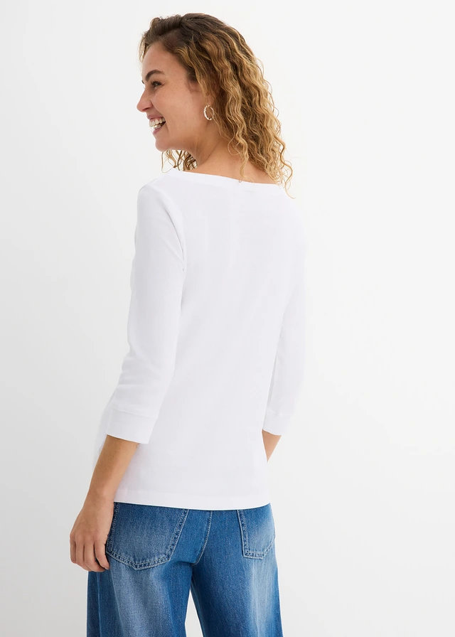 T-shirt manches longues 100% coton, Couleur: blanc