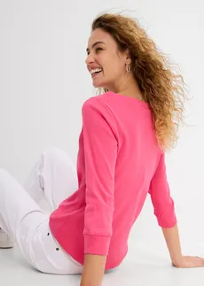 Triko s dlouhým rukávem, z čisté organické bavlny • tmavě pink • bonprix obchod