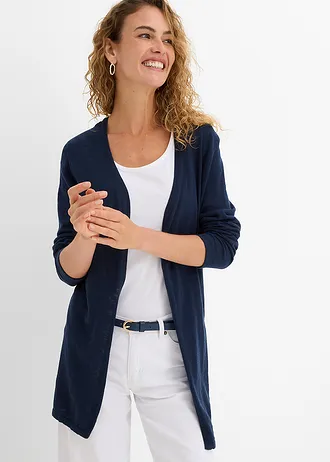 Gebreid vest van slub garen, Kleur: donkerblauw