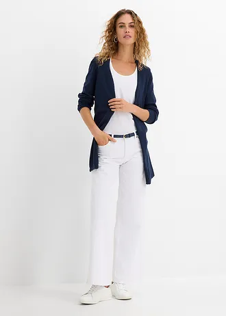 Gilet en maille 100% coton flammé, Couleur: bleu foncé