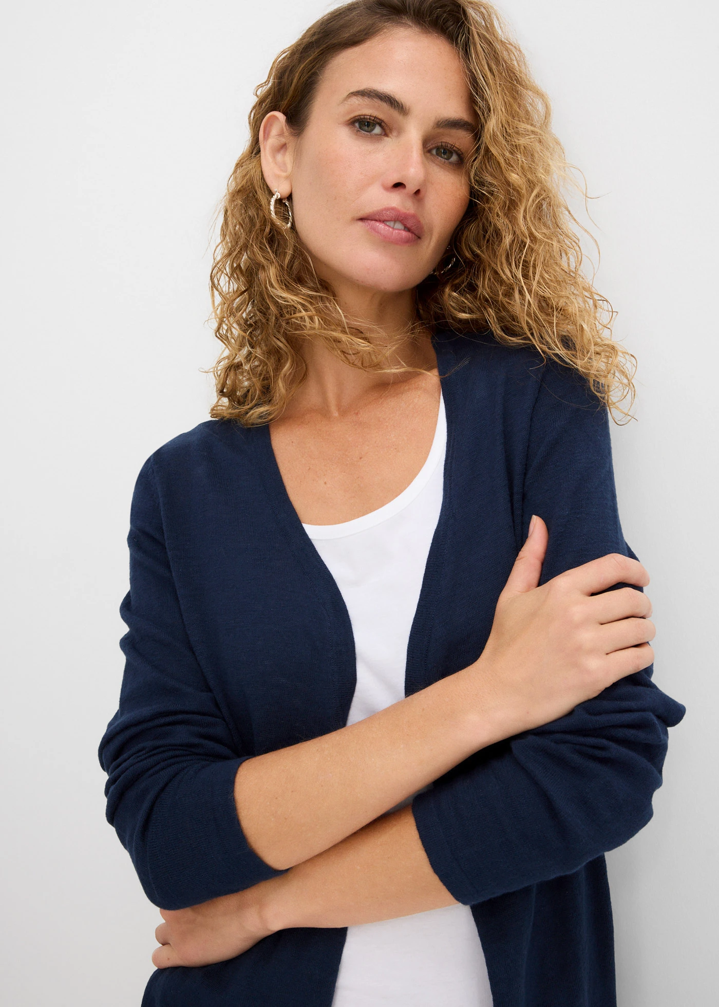 Gebreid vest van slub garen • donkerblauw • bonprix online shop