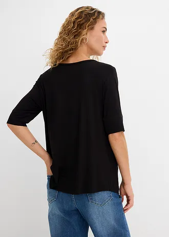 T-shirt doux en viscose extensible • noir • Boutique bonprix