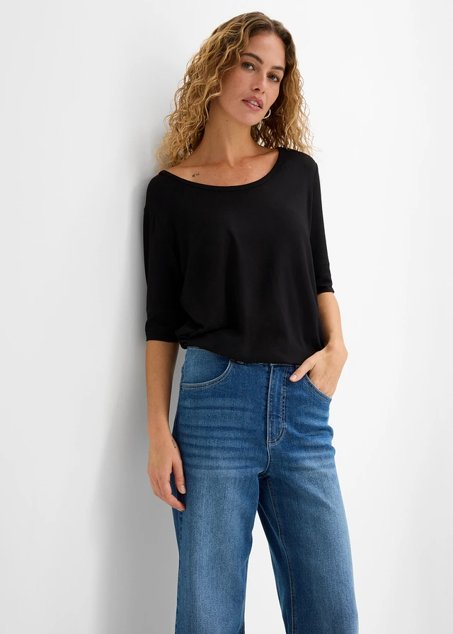 Bluză din material moale cu viscoză • negru • magazin bonprix