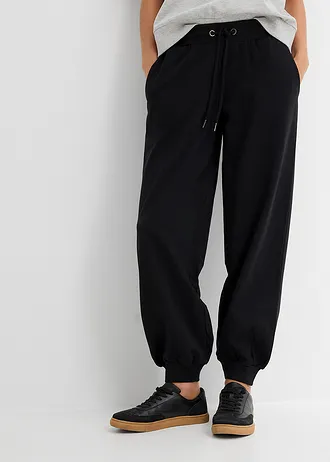 Joggingbroek met elastische tailleband, Kleur: zwart