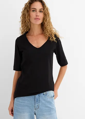 Nauwsluitend shirt, extra lang • zwart • bonprix online shop