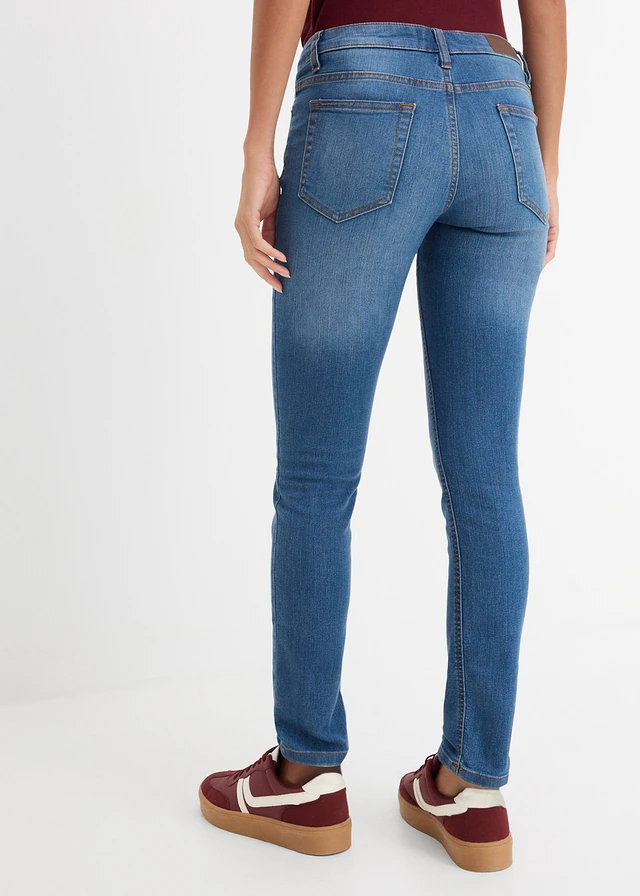 Blugi skinny stretch, mid waist, culoare: albastru uzat
