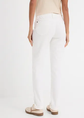 Dżinsy ze stretchem straight, mid waist • biały • sklep bonprix