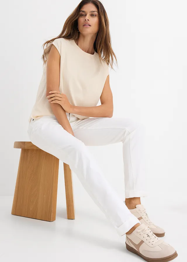 Stretch jeans high waist, straight • wit • product-page.page-title-suffix