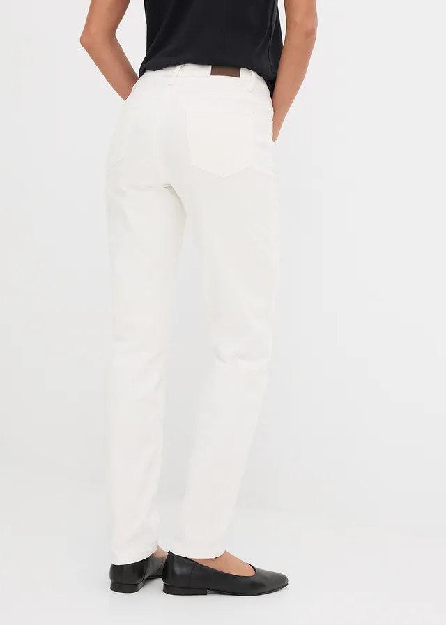 Mom jeans mid waist, long, Kleur: wit