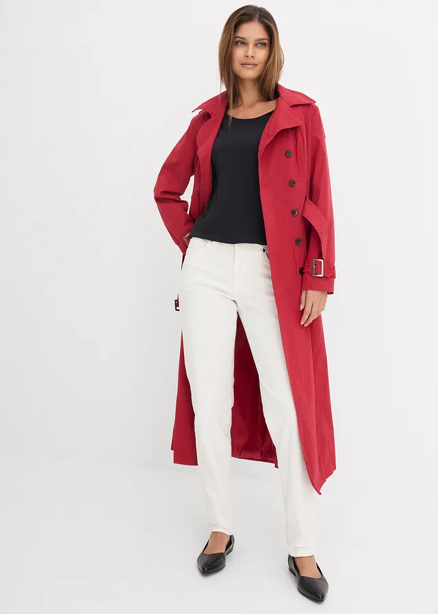 Mom jeans mid waist, long, Kleur: wit