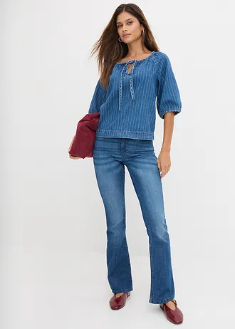 Bootcut stretch jeans, mid waist • blauw used • bonprix online shop