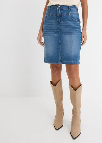 Stretch spijkerrok • blauw denim used • bonprix online shop