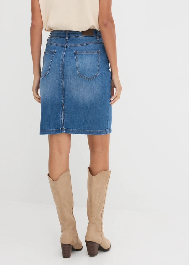 Stretch spijkerrok, Kleur: blauw denim used