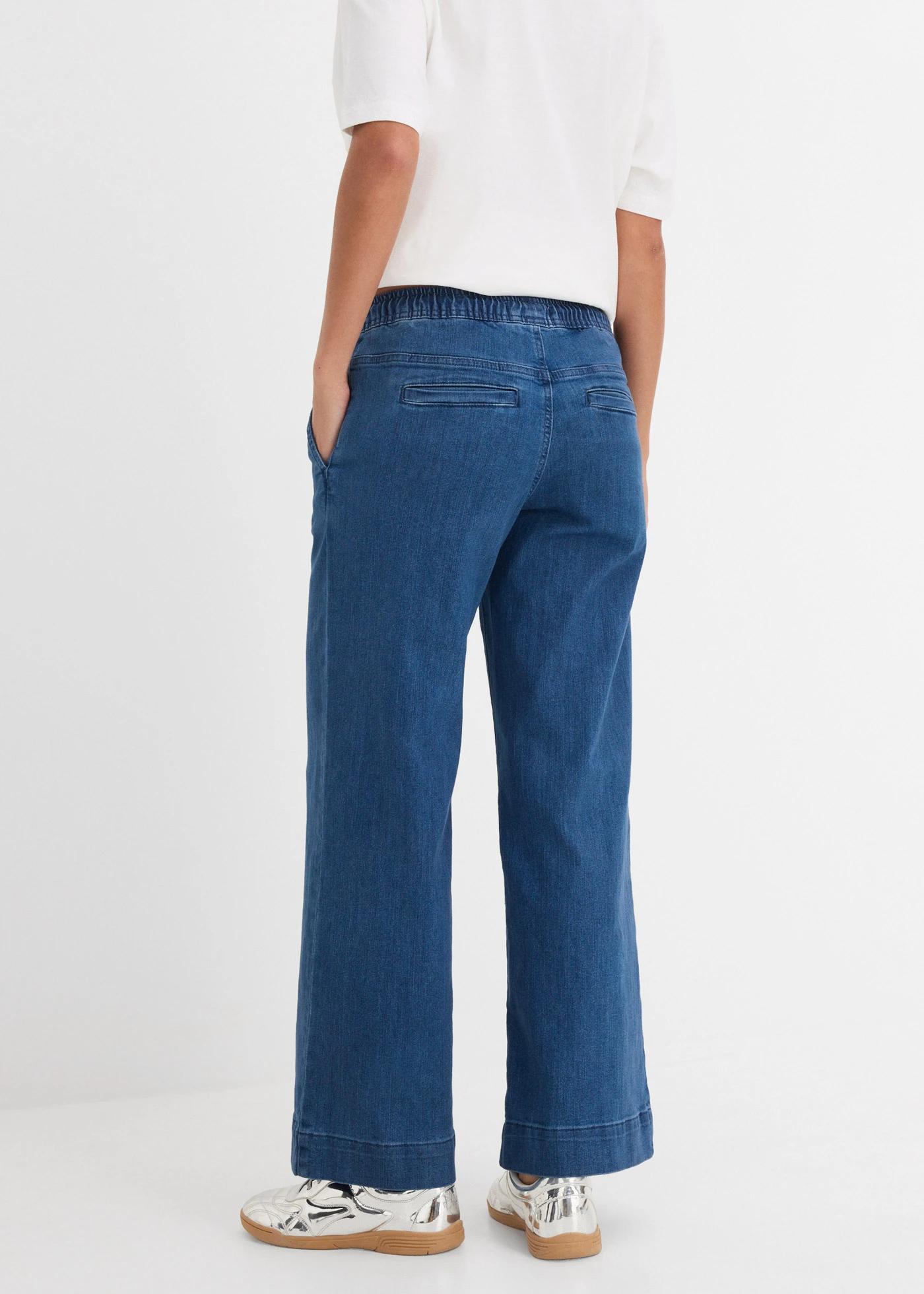 Strečové džíny Wide Leg, Mid Waist • modrý denim • bonprix obchod