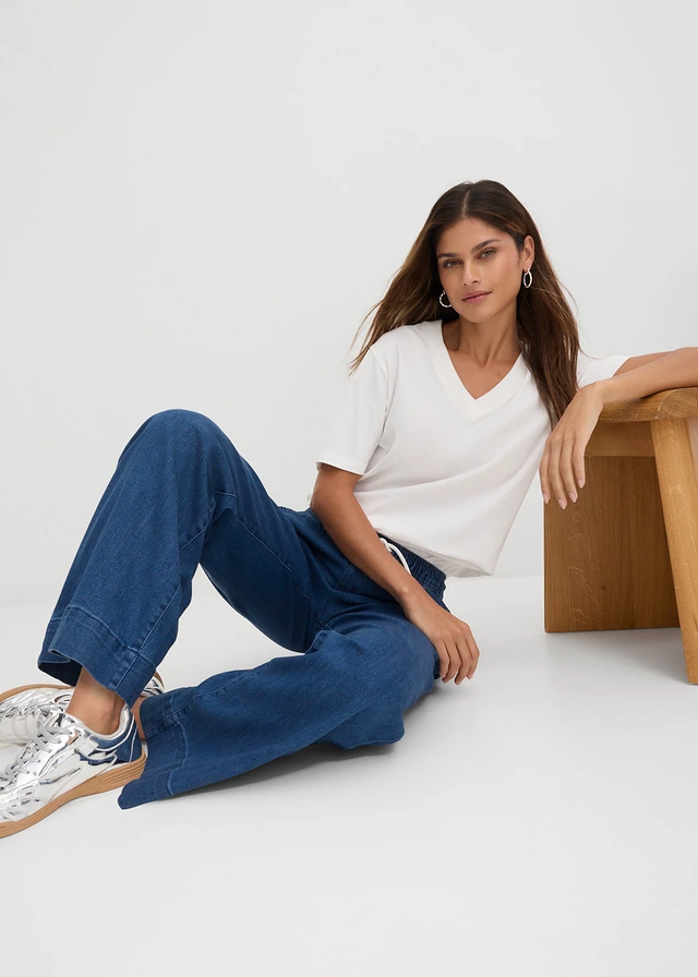 Jean large taille mi-haute, extensible • bleu denim • product-page.page-title-suffix