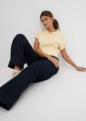 Strečové džíny Wide Leg, Mid Waist • tmavě modrý denim • bonprix obchod