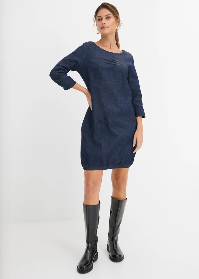 Robe en jean extensible, Couleur: bleu foncé