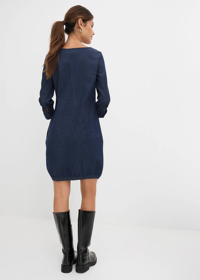 Robe en jean extensible, Couleur: bleu foncé