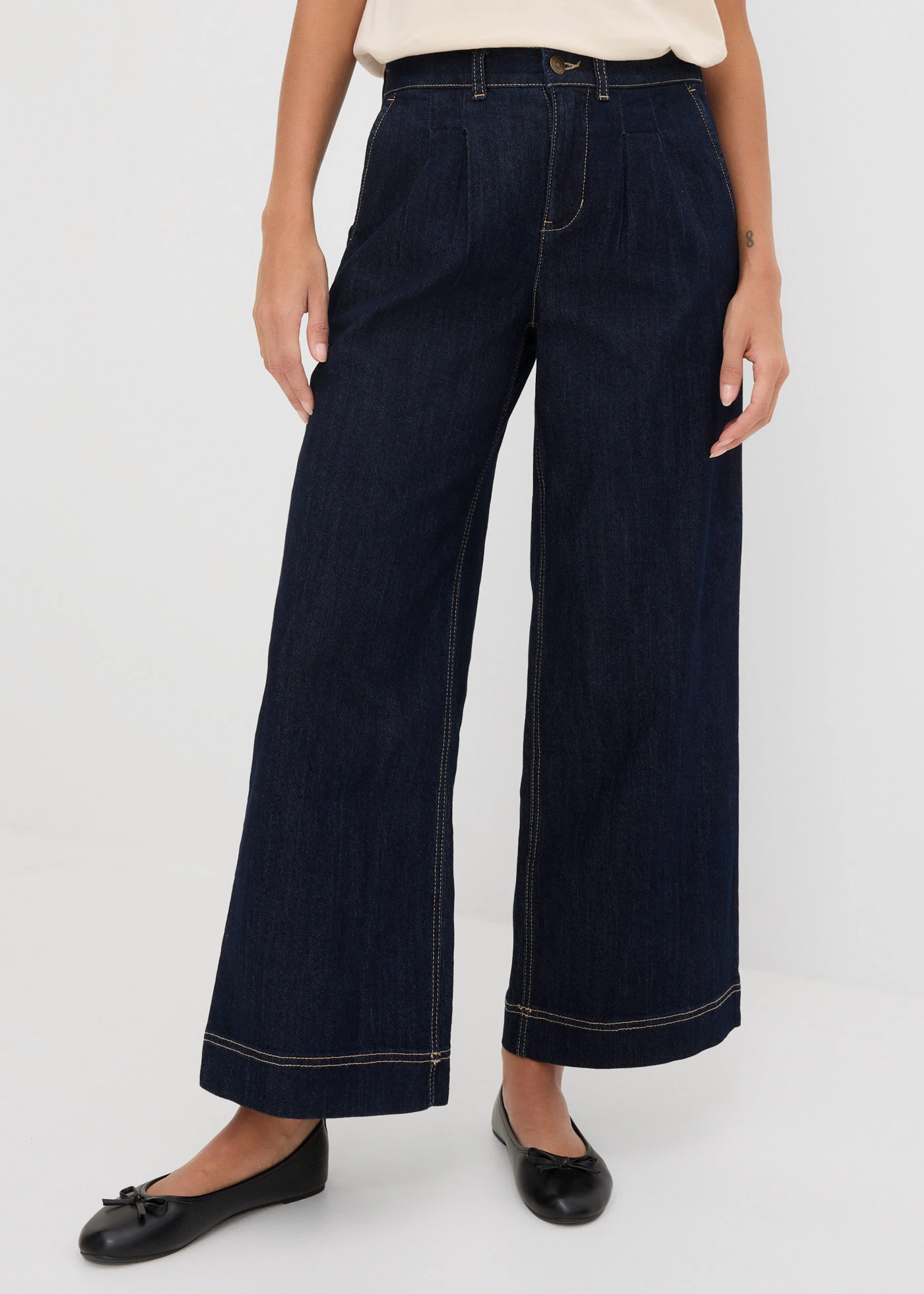 Wide leg jeans met comfortband, high waist • donkerblauw denim • bonprix online shop